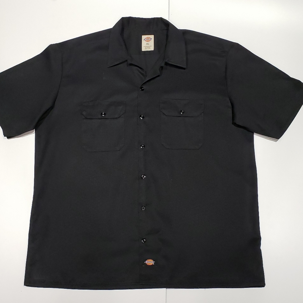 Dickies Men's Button-Up Short Sleeve Work/Camp Shirt X-Large Black